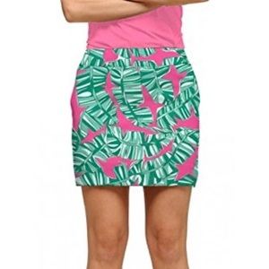 LoudMouth Banana Beach Golf Skort Pink Green Sharks Tropical